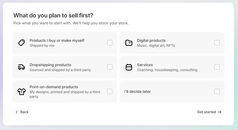 Pick what you want to sell