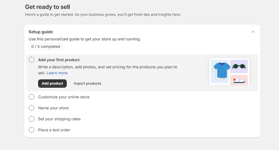 Add and sell your first products on your Shopify online store