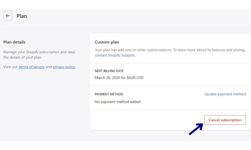 Canceling Your Subscription and Deactivating Your Shopify Store 2