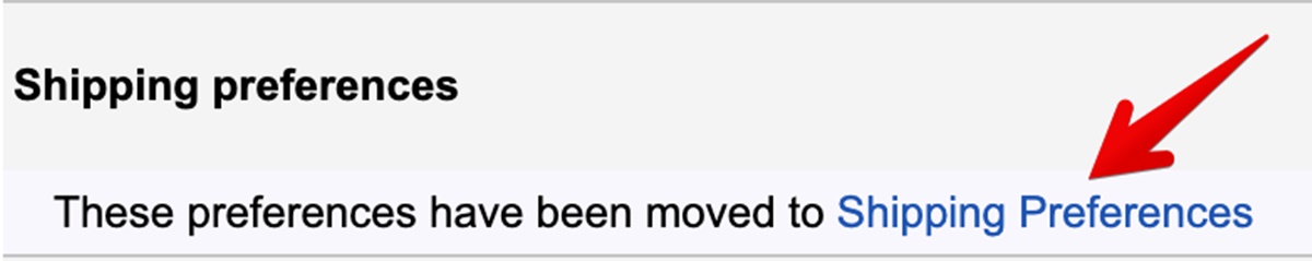 Click on the shipping preferences link
