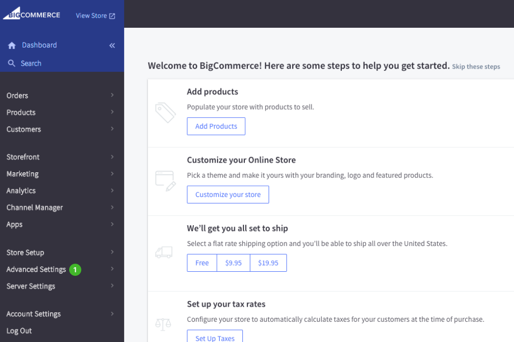 Facebook then shows stages to complete integrating your pixel and your store on BigCommerce
