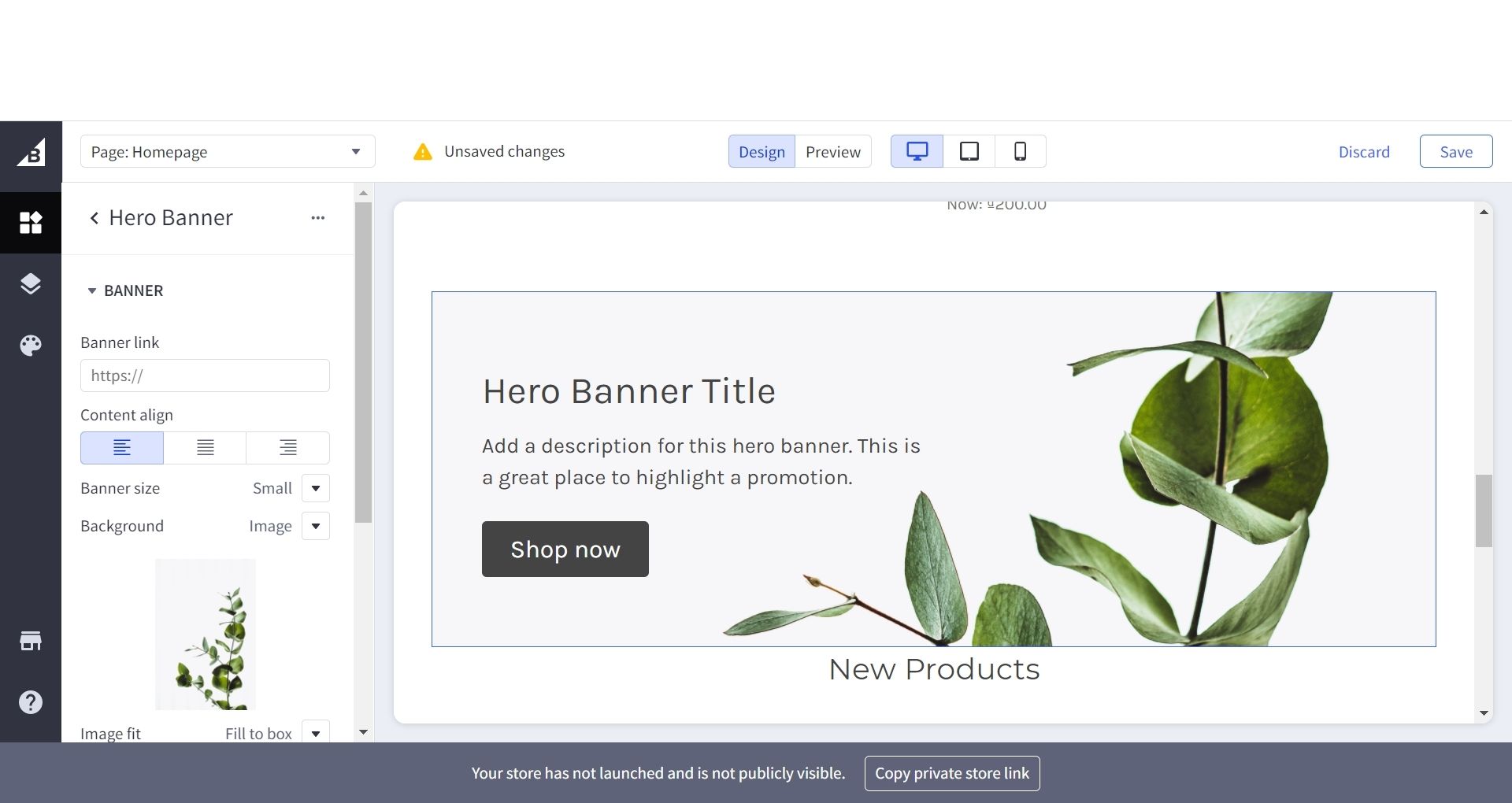 BigCommerce Page Builder Hero banner