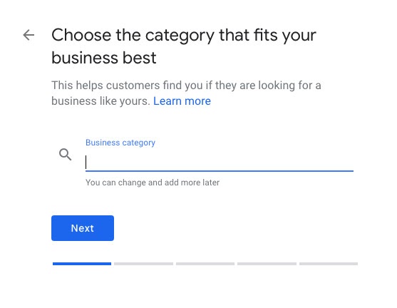 Select category on Google My Business