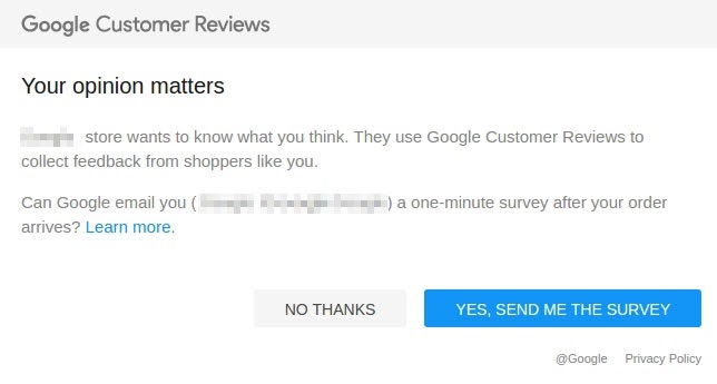 whenever your customers have successfully received their items, Google will ask for their ratings and reviews about them
