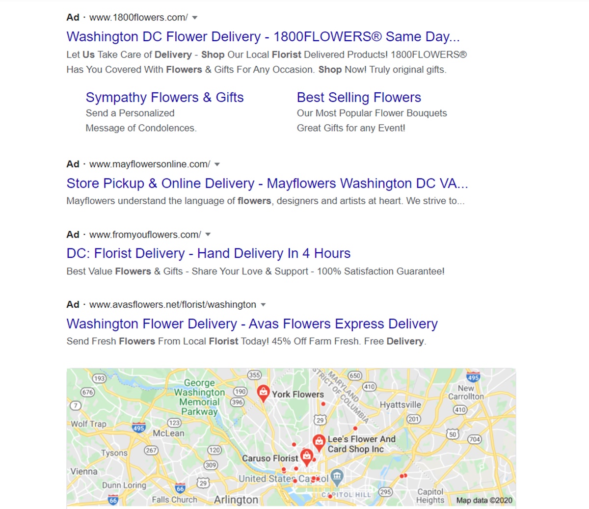 Flower shops near Washington DC, USA