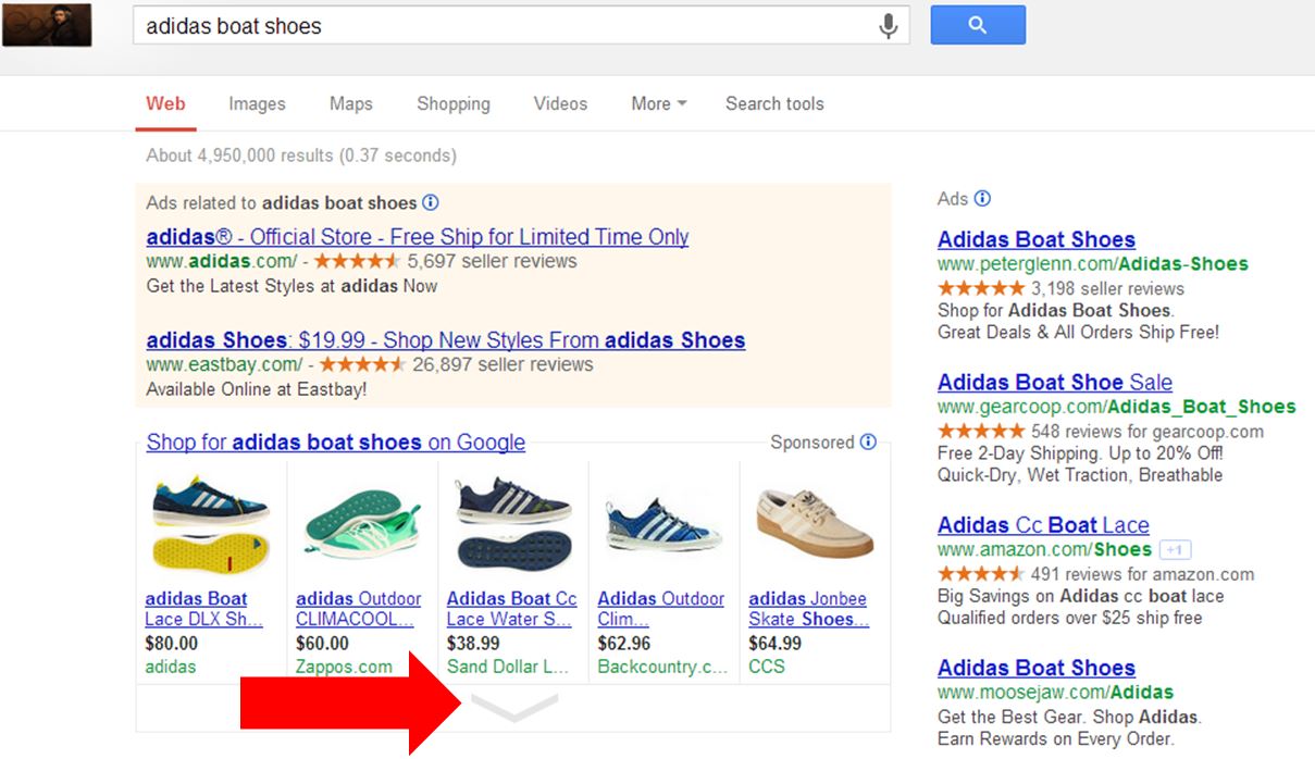 An example of Google Product Listing Ads