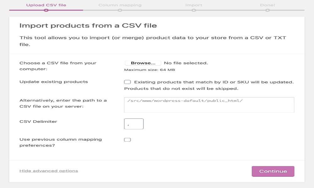 Get the CSV file by clicking the Çhoose File'button