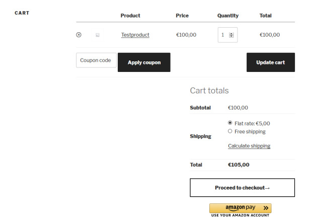 Customers who use Amazon Pay will get a checkout page like this Source: WooCommerce: