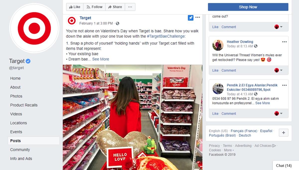 Target runs a contest on their Facebook Business page
