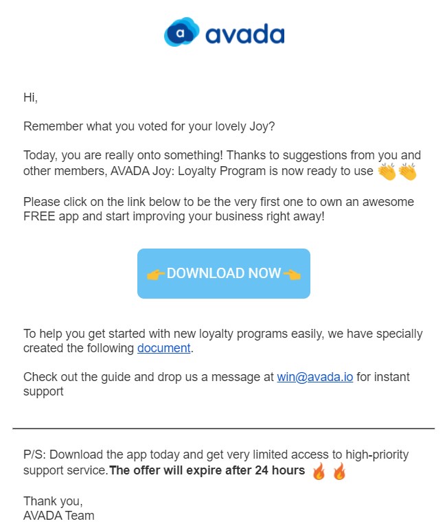 CTA button in email