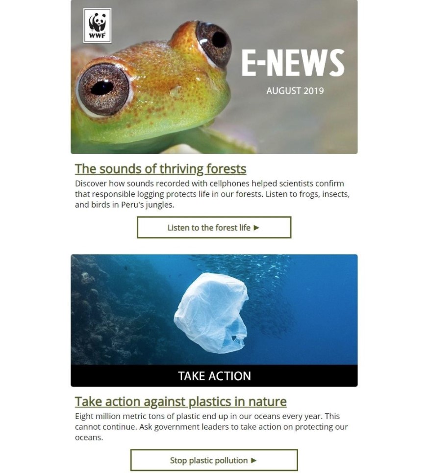 A newsletter from WWF