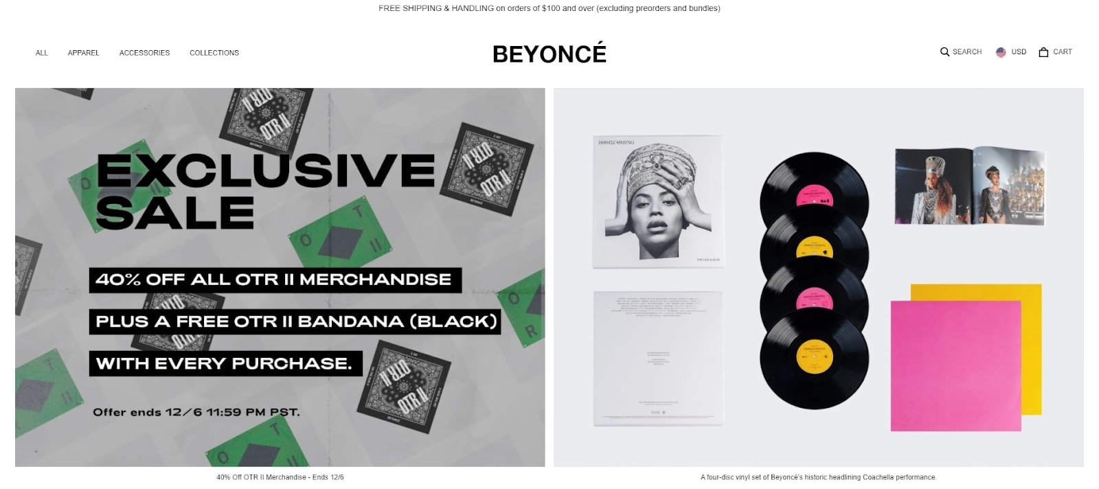 Beyonce's Shopify music store