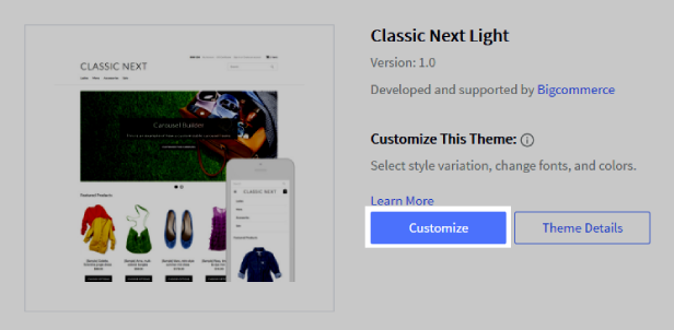 Choose “Customize” then you can edit the store template