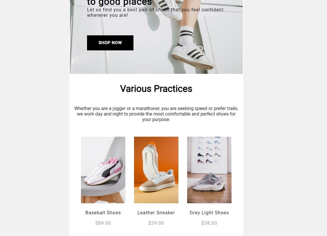 How to design a sale email with dynamic product feed