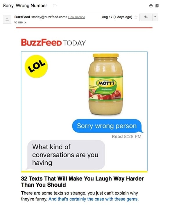 BuzzFeed Today email marketing campaign