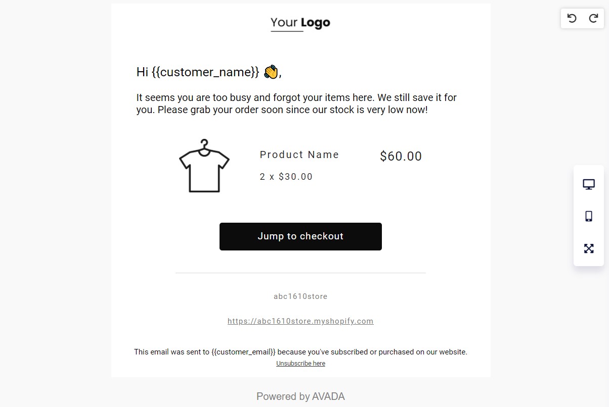 Send customers an abandoned cart email to remind them