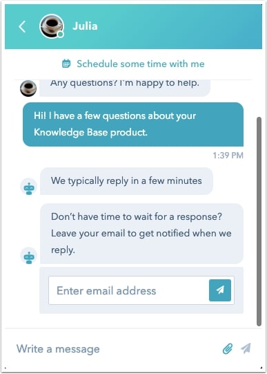 Acquire emails with live chat