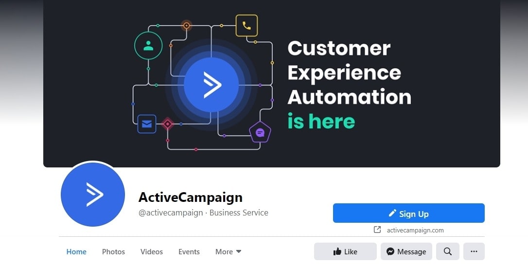 Sign up button on your Facebook business page