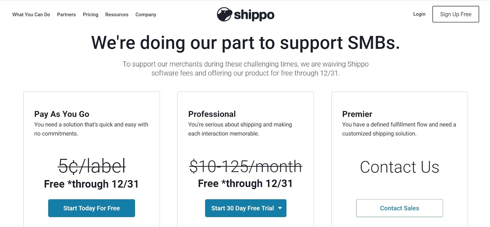 Shippo’s pricing plans