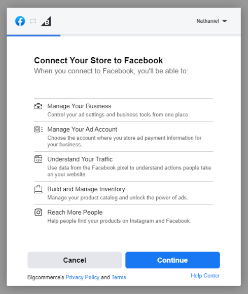 Next, select the Facebook app and choose “Connect”