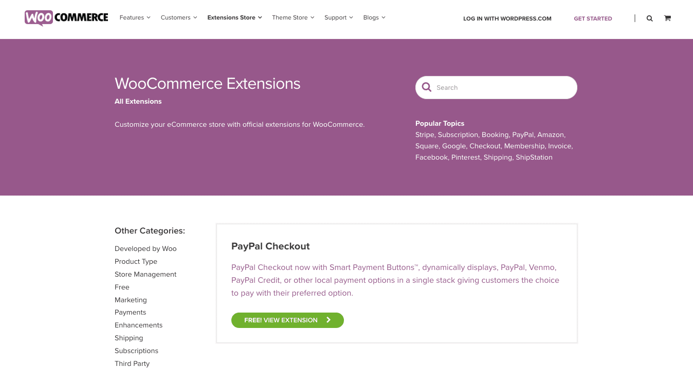 Who support for extensions on WooCommerce