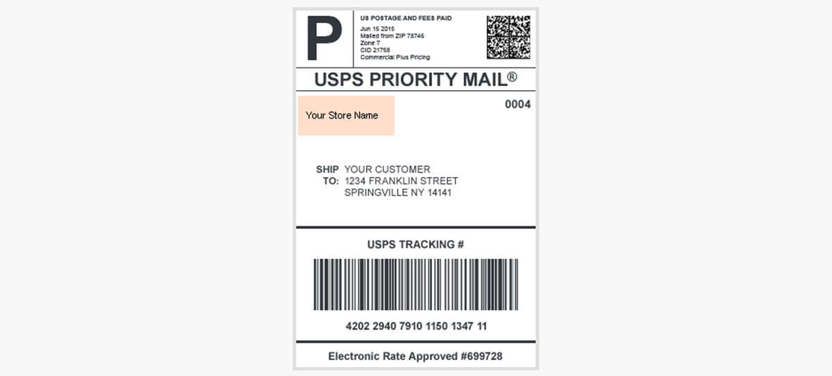 Printify shipping label example