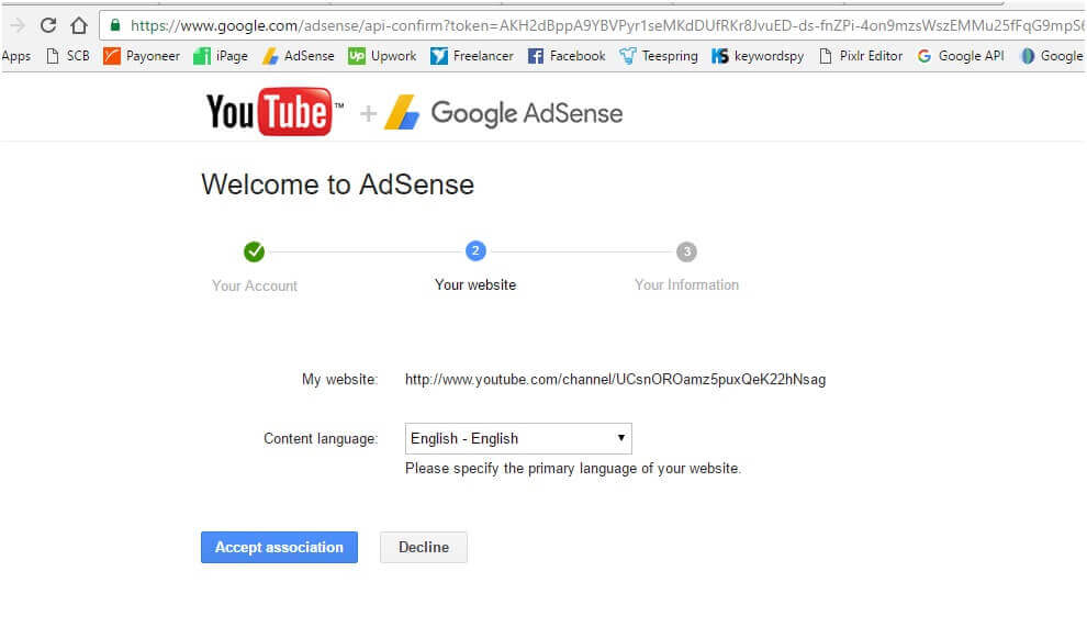 Sign up for AdSense