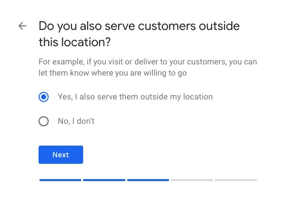 Choose whether you serve customers outside of these locations