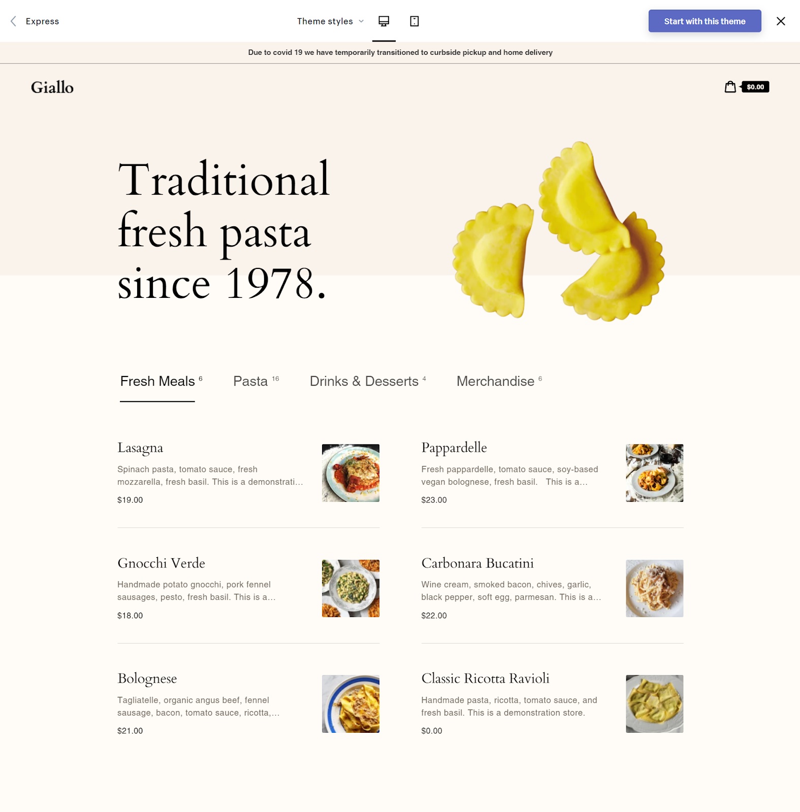 Bistro style of Shopify Express Theme