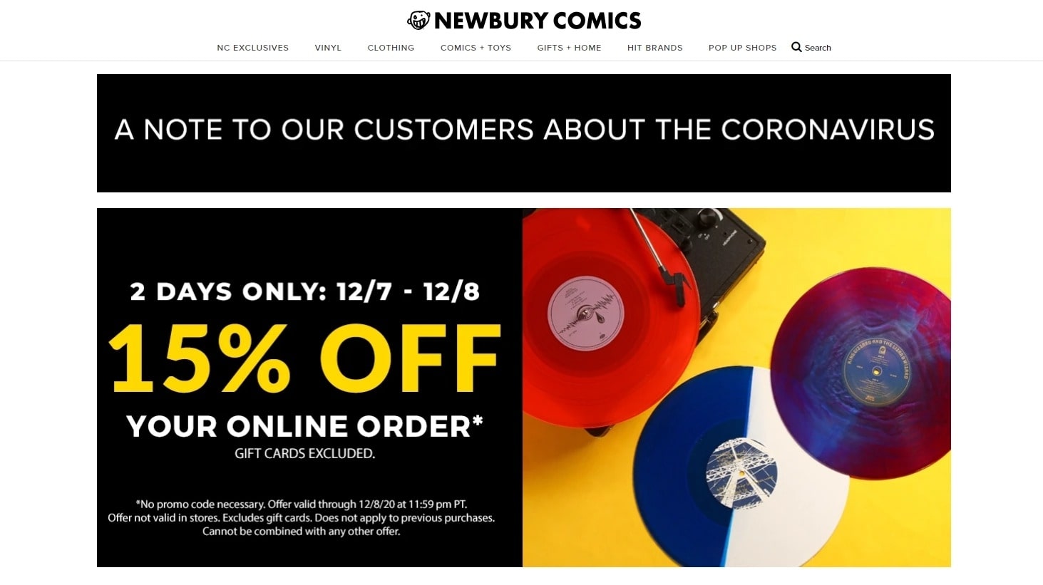 Newbury Comics' Shopify music store