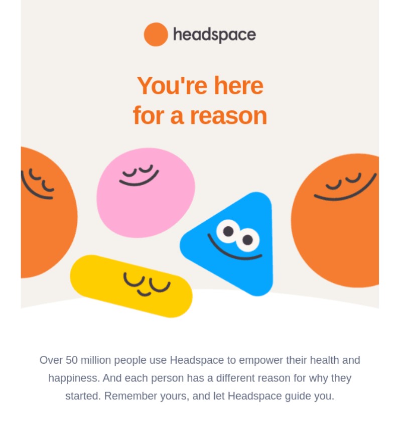 Headspace features a sweet and simple email marketing design