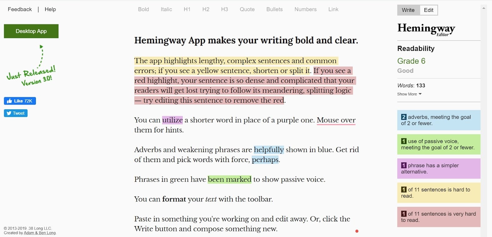 Hemingway app