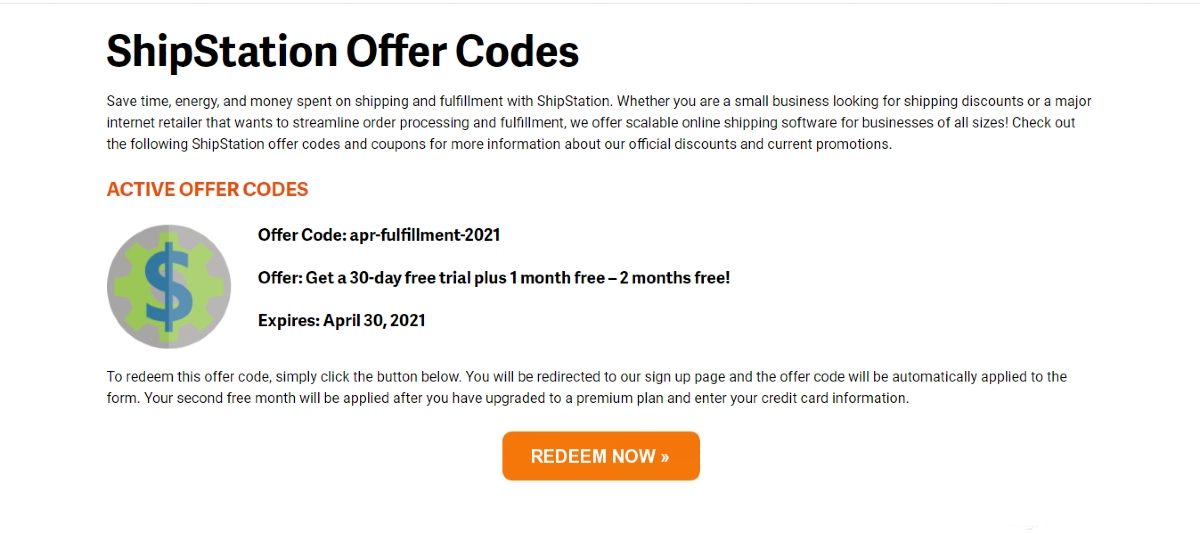 Shipping offer code of Shipstation