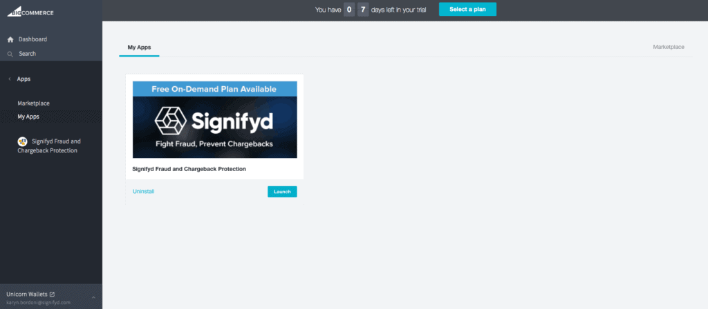 Next, type the keyword “Signifyd”