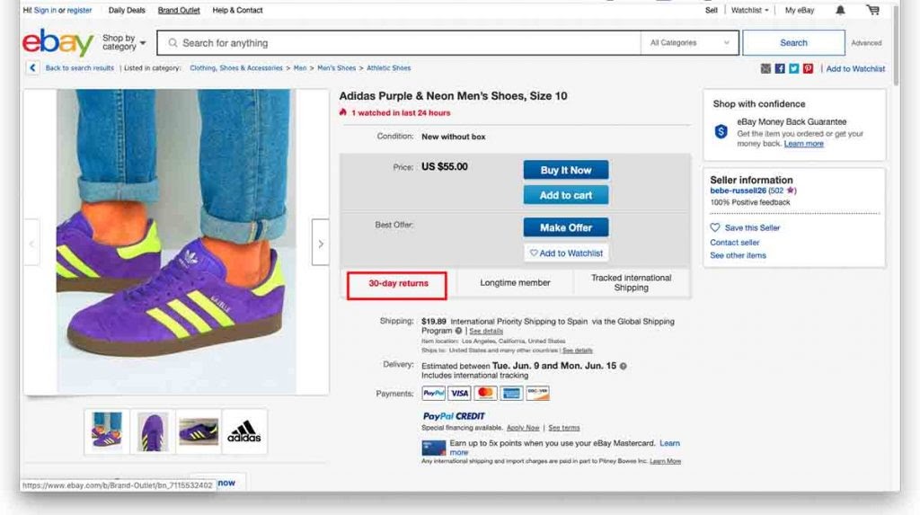 eBay’s search engine gives priorities to listings with a return policy above 30 days.