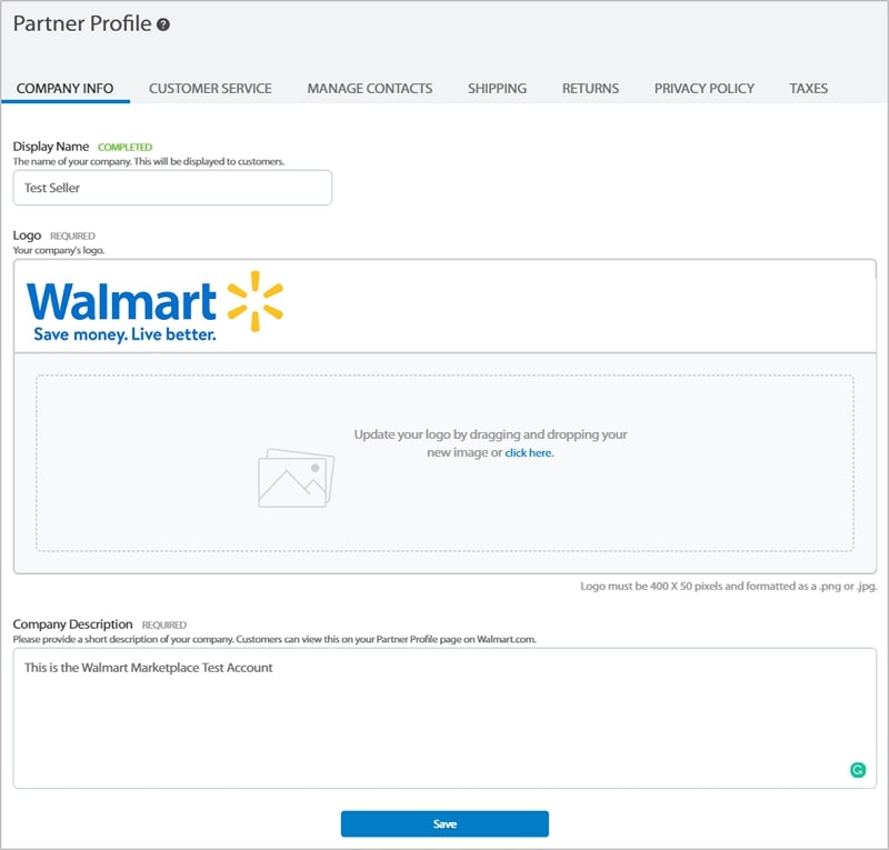 Partner Profile on Walmart.com