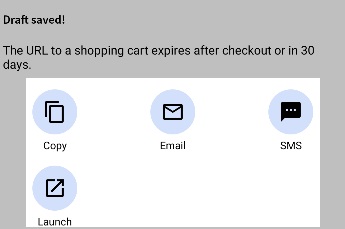 Options to exchange the cart URL with the user