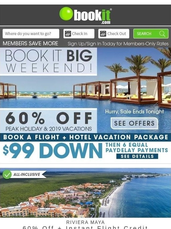 Bookit's deals email