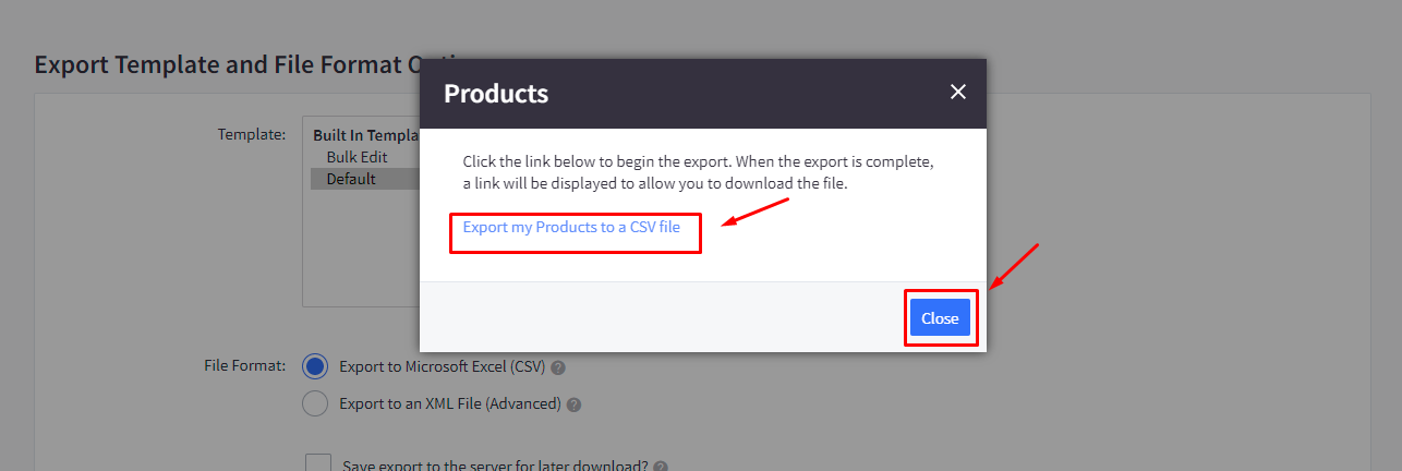 Export my products to a csv file