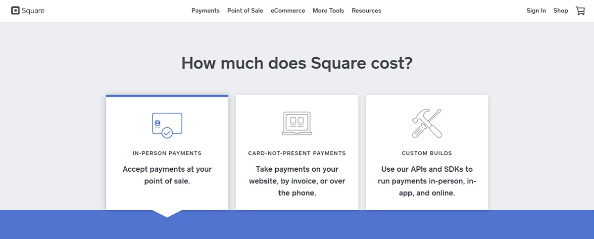 Different types of payments on Square