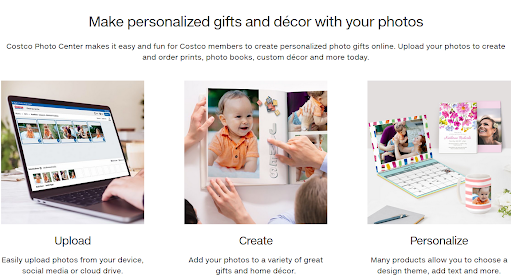 Costco photo center offers its members a chance to upload and create personalized photo gifts.