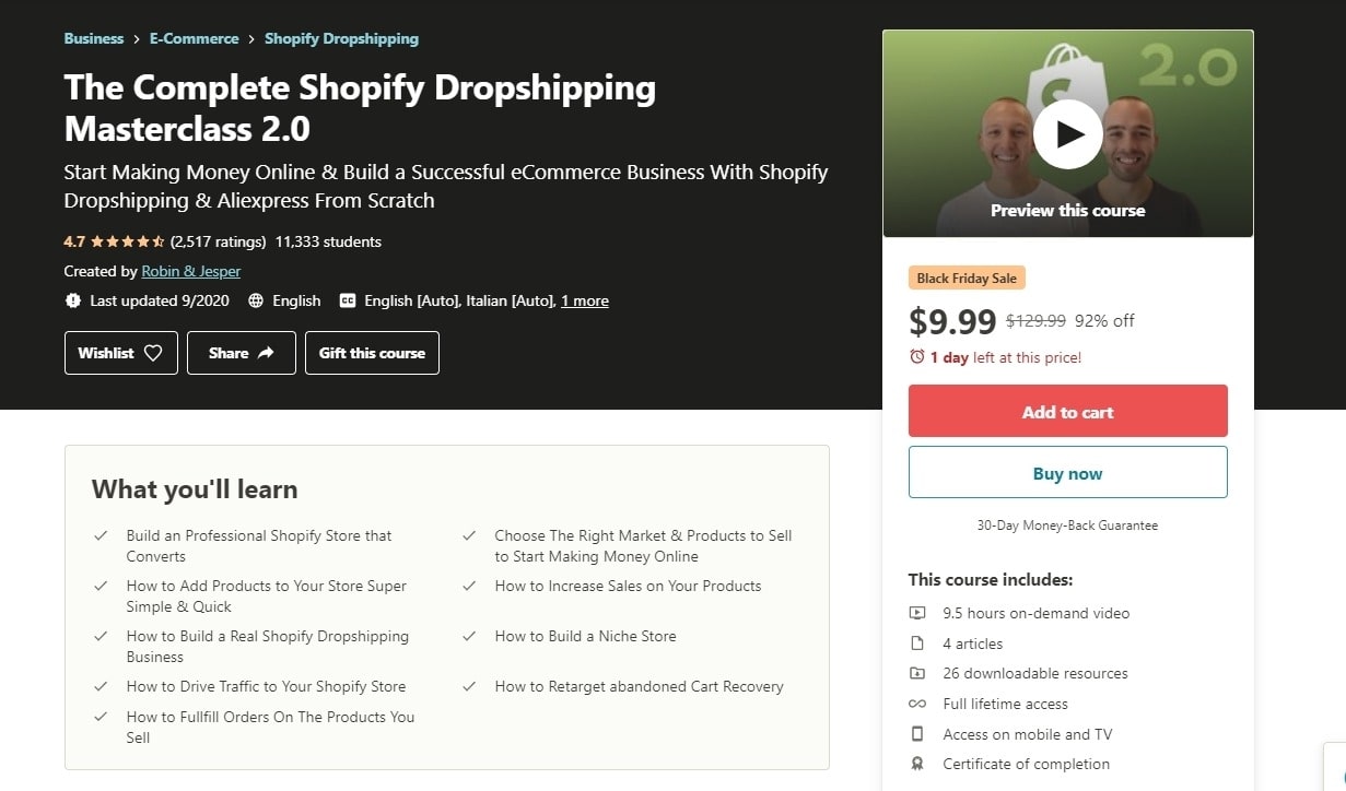 The best Paid Shopify Dropshipping Courses