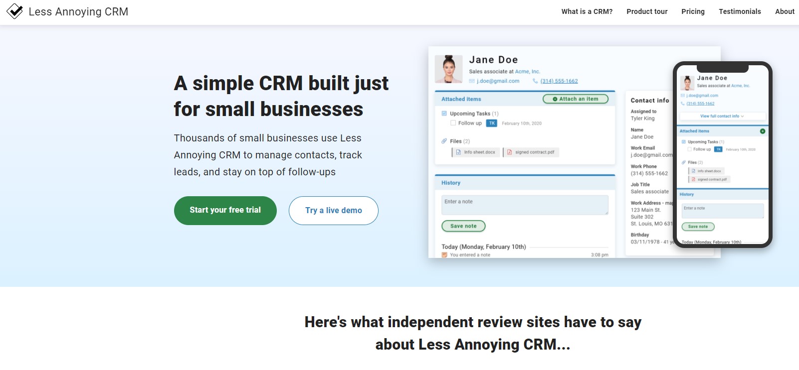 Less Annoying CRM (LACRM)