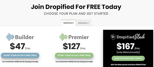 Dropified’s pricing