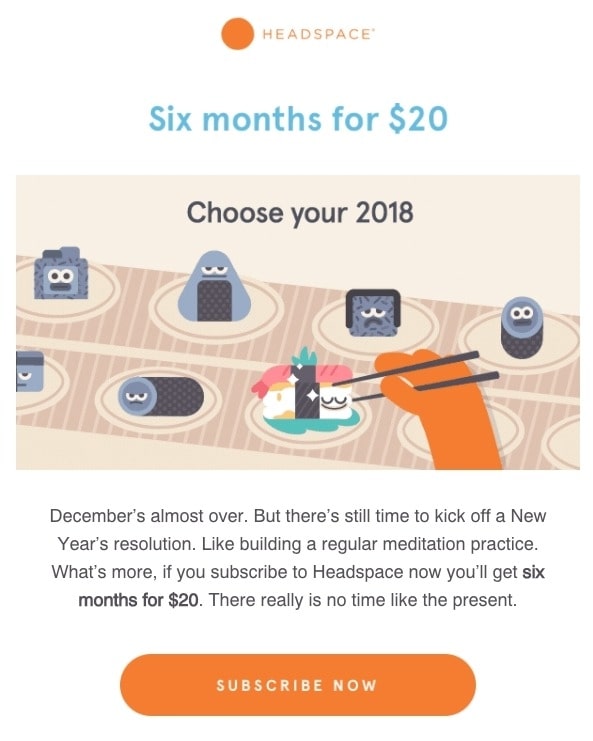 Headspace's promotion email