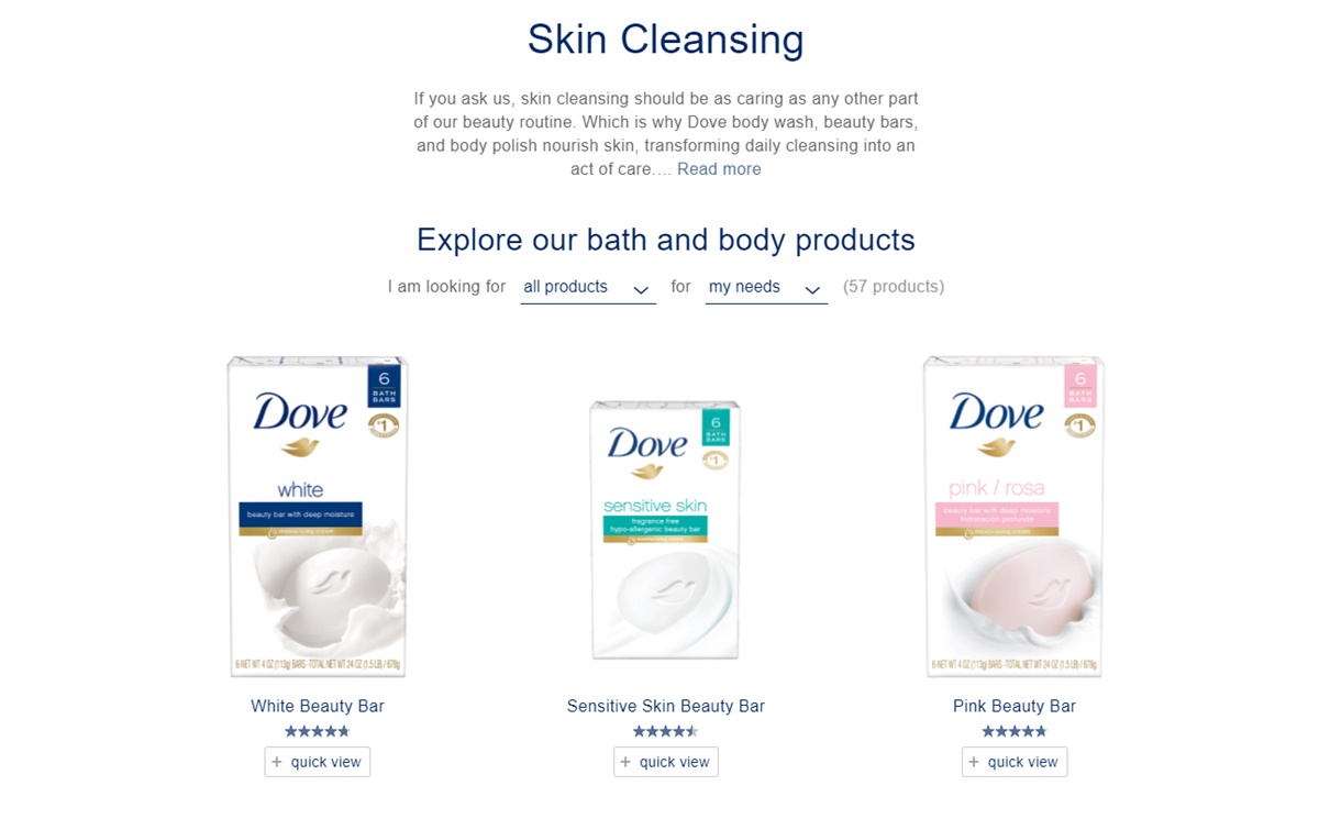 Dove's lines of products