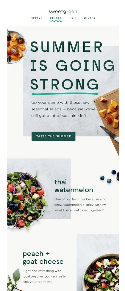 Sweetgreen email campaign