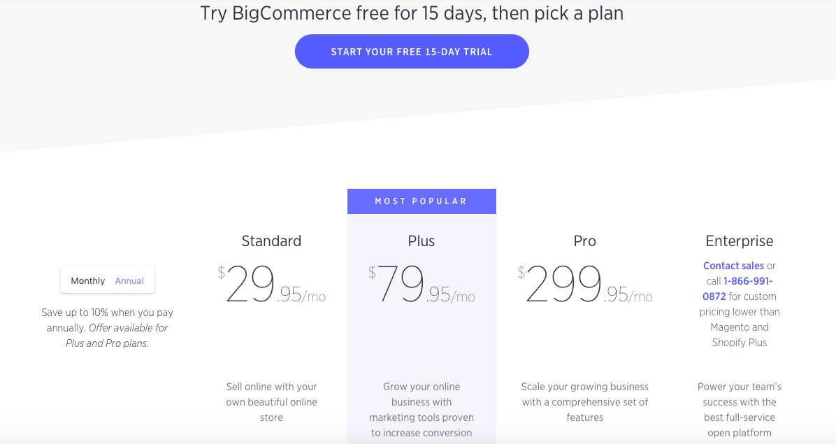 BigCommerce pricing and plans