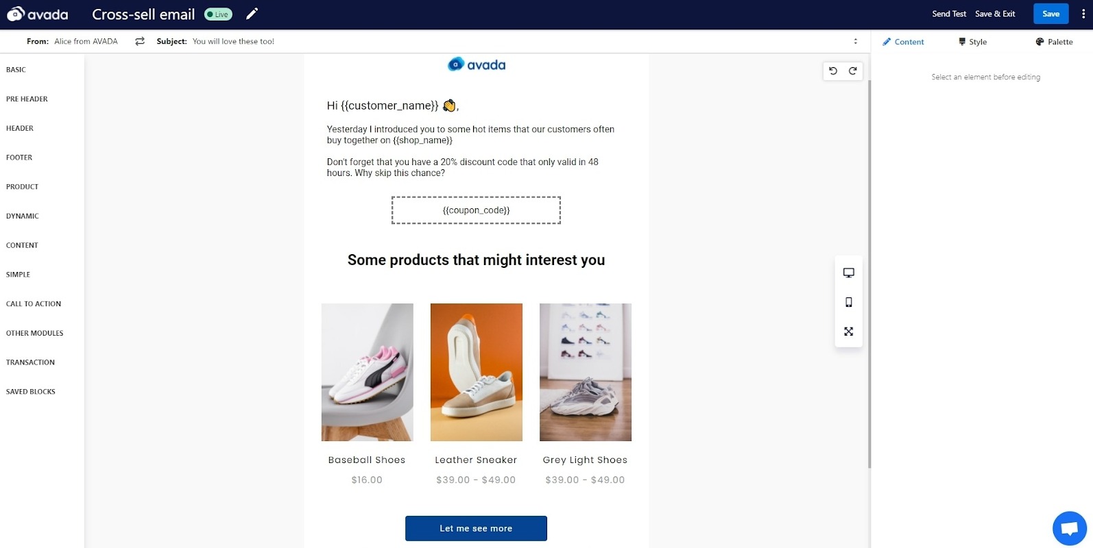 Cross-sell email template