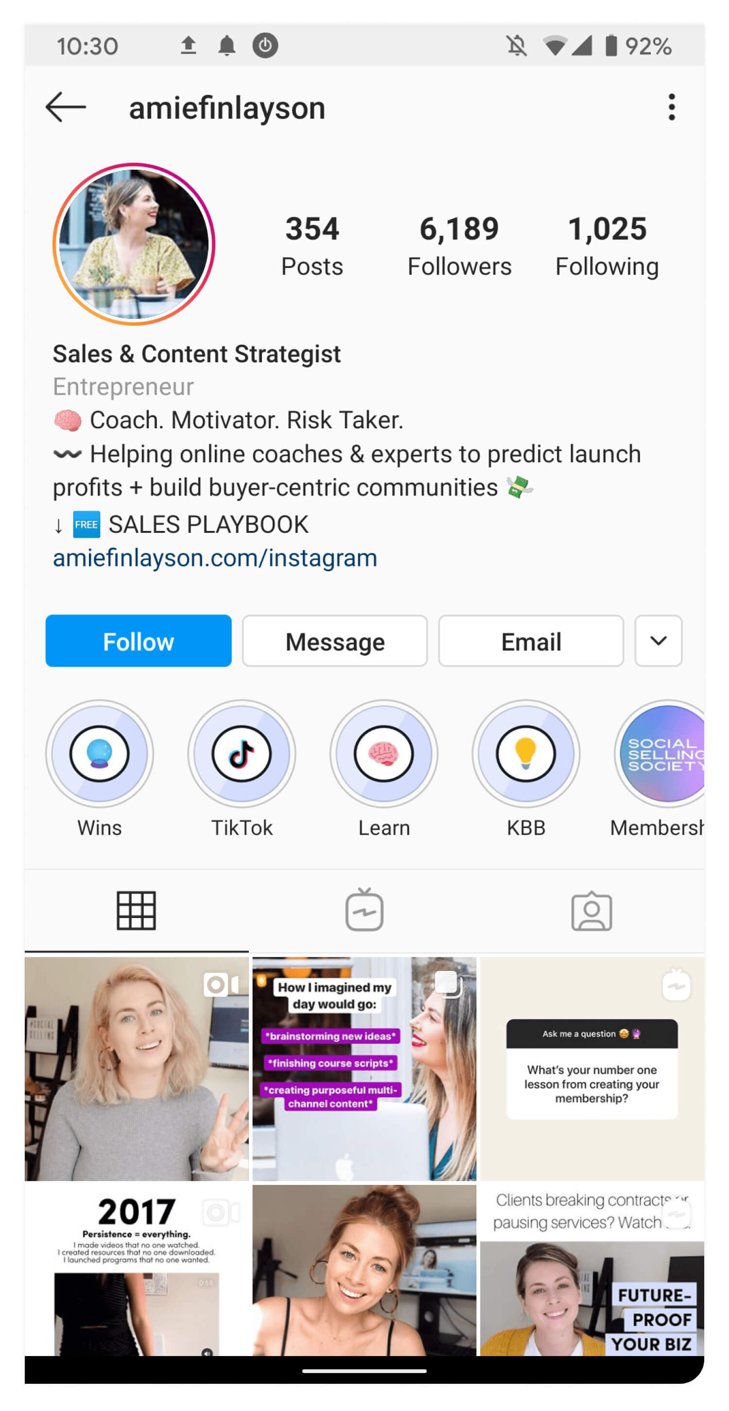 Amie Finlayson's Instagram profile Source: Convertkit